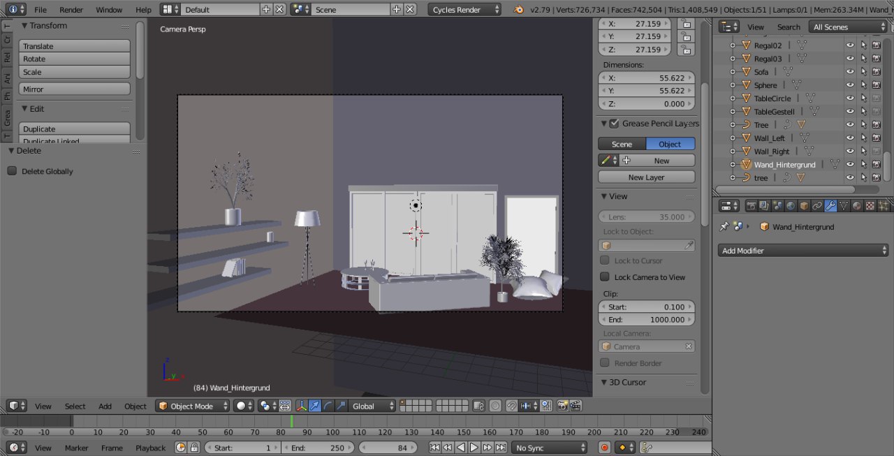 Picture of the work in progress in Blender