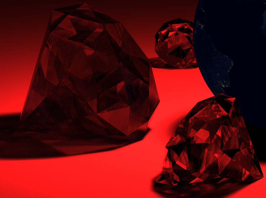 Caustics produced by the diamonds shadows.