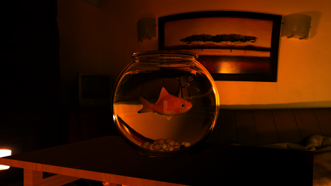 In a fish glass far far away from home...
